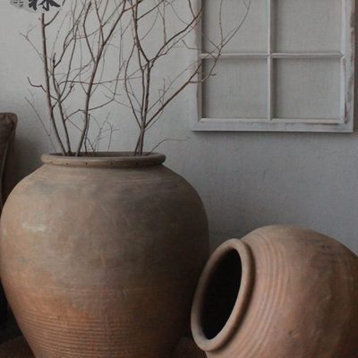 翁景观陶罐色民俗老缸旧陶仿古缸缸花盆缸大瓶陶瓶缸粗陶花瓶土土