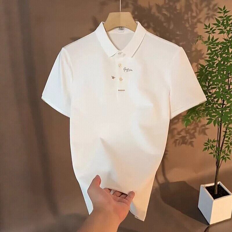 高端白色刺绣polo衫男士短袖T恤2026新款春夏季高级感上衣服男款