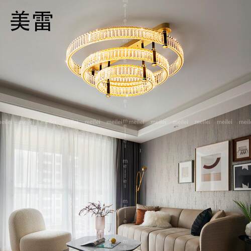水晶灯led吸顶灯轻奢客厅灯主灯2022年新款圆形主卧室灯房间灯具