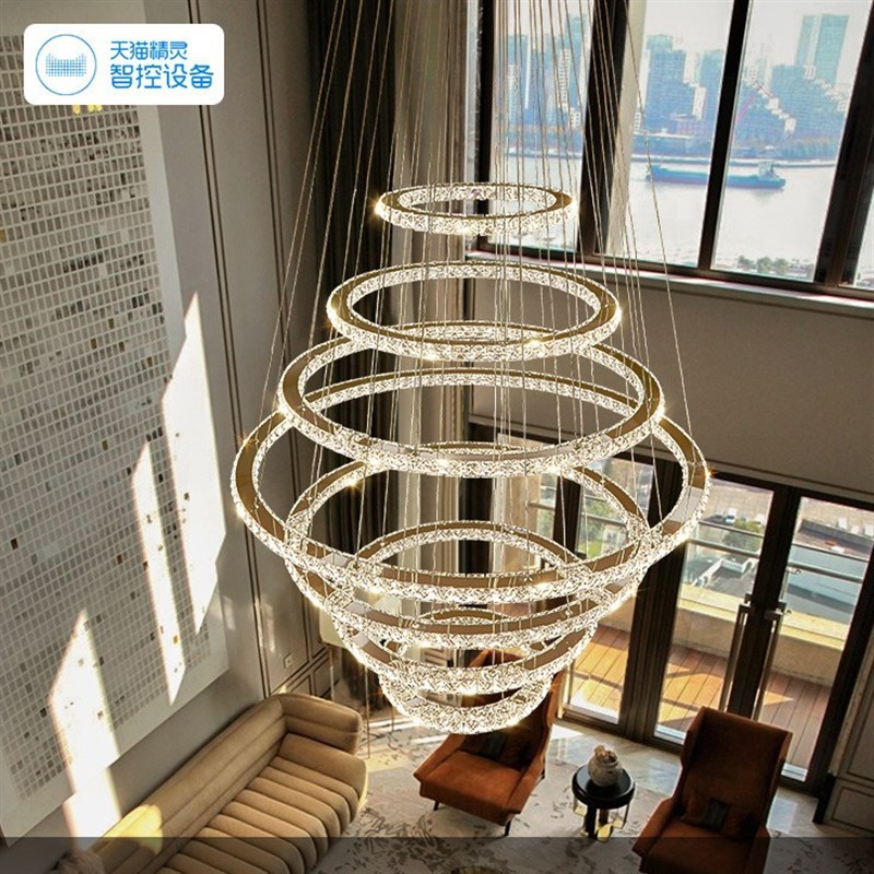 别墅复式楼大g吊灯客厅水晶吊灯酒店会所奢华大气大厅灯挑空吊灯