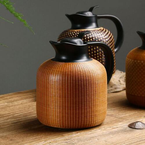 保温壶竹编竹编扣茶壶复古暖壶30热水瓶丝家用民宿不锈钢纯手工4