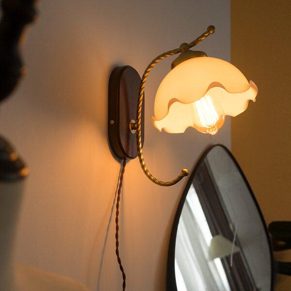灯壁灯日式背景墙玻璃头灯餐厅客厅新款花朵型镜前灯卧室床实木C