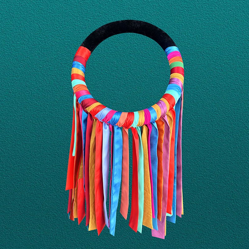 将嘎金嘎蒙d古族摔跤手博克服演出五彩颈项圈传统草原那达慕道具