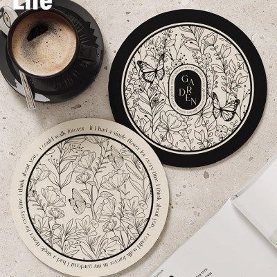 范店黑白印象皮革吸水杯垫隔热餐垫轻奢高级感碗盘垫咖啡杯垫茶杯,餐饮具,杯垫,淘宝优惠券,粉丝福利购,淘宝优惠卷