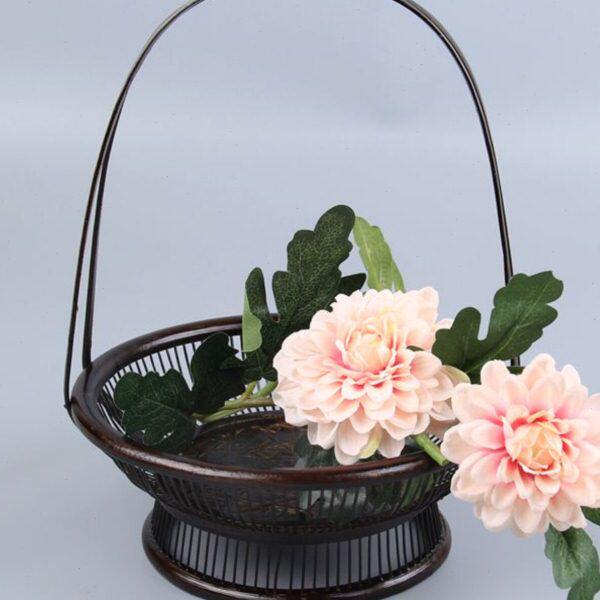 祥瑞竹艺 小原流花器花道插花花器 竹编花瓶花篮藤编日式手工摆件