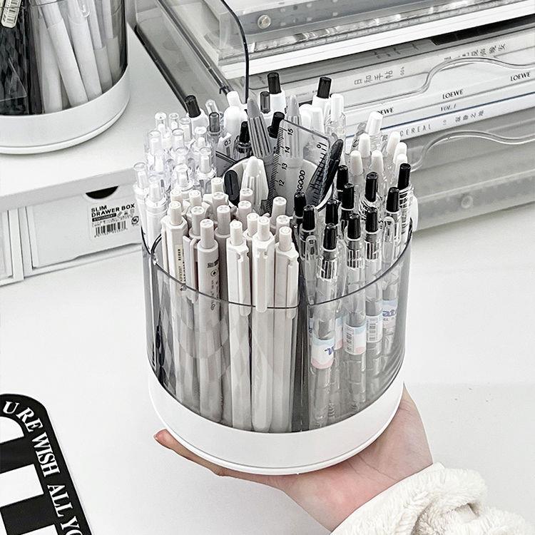现货速发旋转笔筒轻奢高级感办公室桌面笔桶压克R力多功能大容量