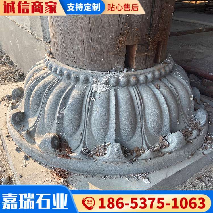 青石仿古石雕柱顶石 空心柱墩柱顶石 仿古石柱墩柱基石石柱墩