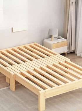 床架抽拉榻沙发床两用床头床折叠床无竖拉收缩Tal伸缩实木可伸缩