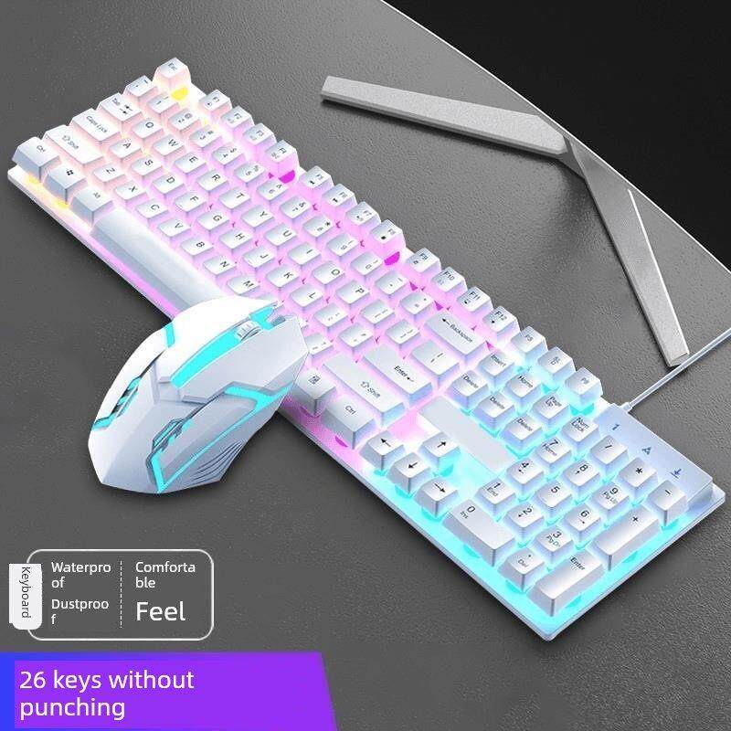 双飞燕游戏夜光有线键盘鼠标套装台式机笔记本USB机械办公家用