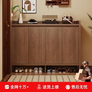 实木鞋柜家用门口2025新款入户收纳柜一体靠墙免安装门外走廊鞋架