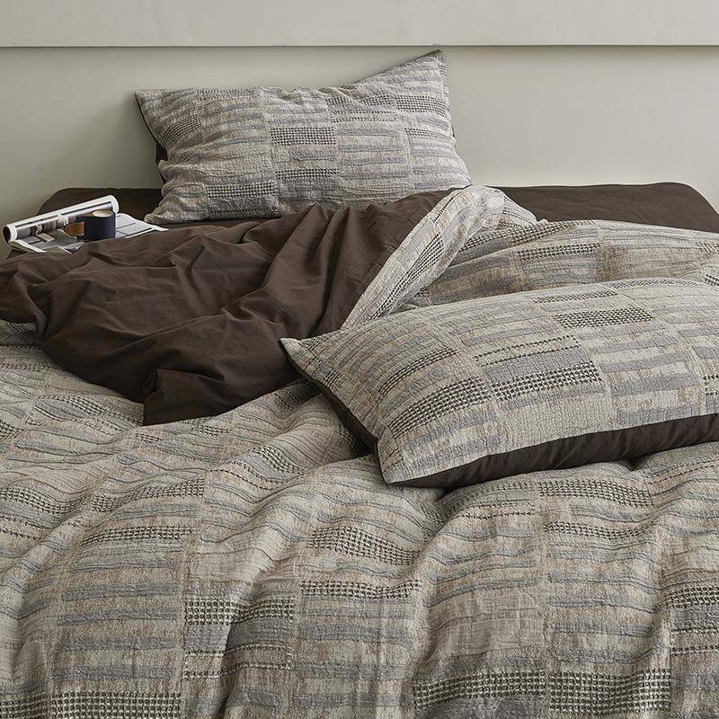 诧寂中古风AB版60支水洗棉床单被套四件套全棉纯棉床笠式三件套