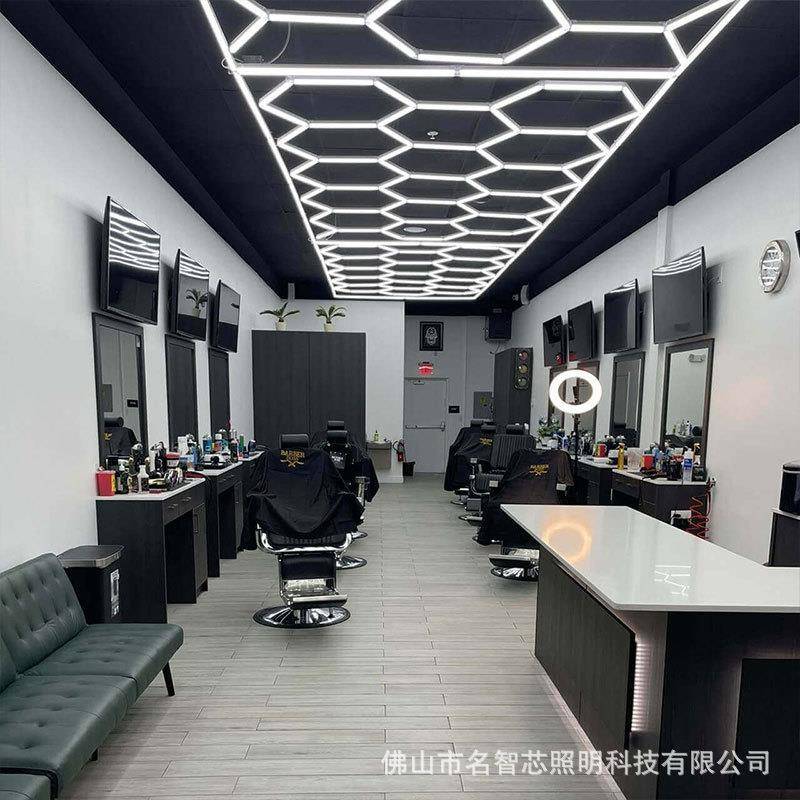 洗车店灯LED蜂窝照明 节能超亮理发店发廊吊顶灯六边形车库灯15孔
