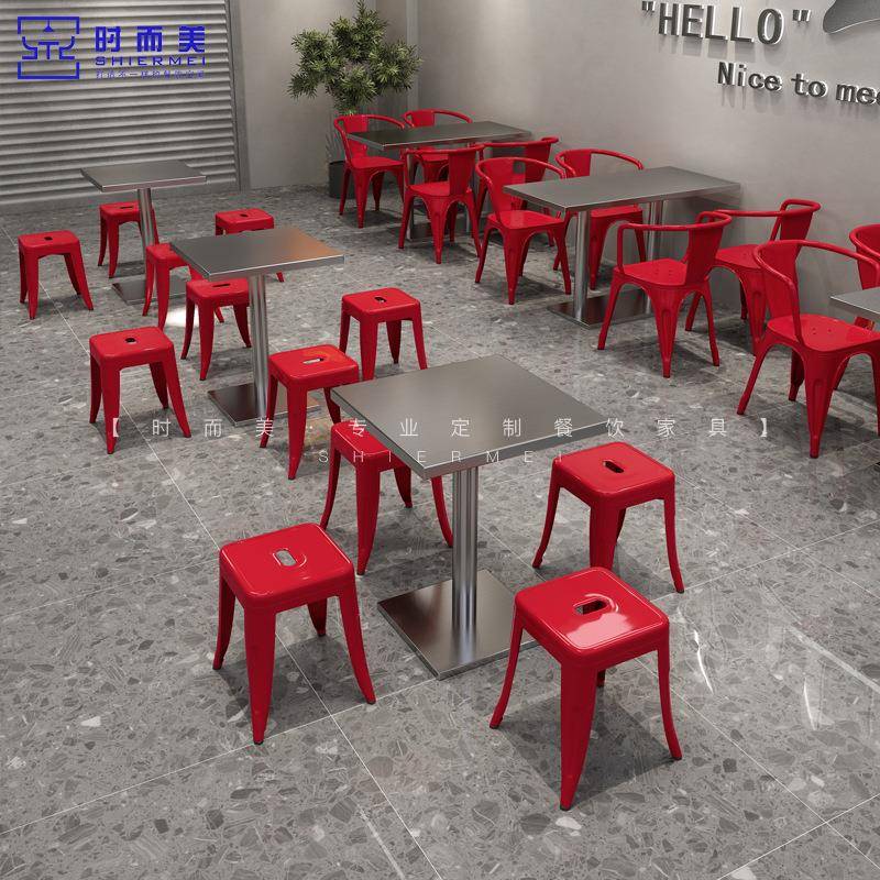 东南亚风主题餐厅不锈钢桌椅组合韩式大排档烧烤店夜宵店铁艺椅子