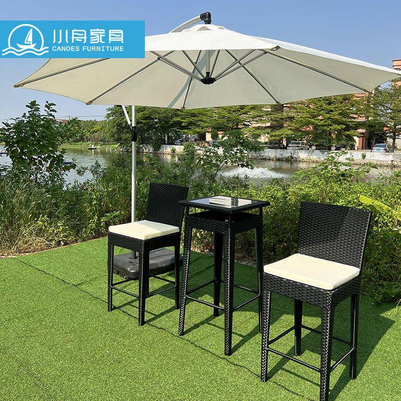 小舟户外花园庭院藤编桌椅阳台别墅景区露台酒吧藤艺吧台椅子家具