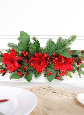 纵鸿桌面红色圣诞花浆果花环圣诞节装饰花布置道具节餐桌墙壁摆饰