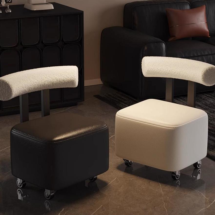 滑轮矮凳溜溜凳客厅家用靠背实木万向轮小椅子沙发小凳子移动板凳