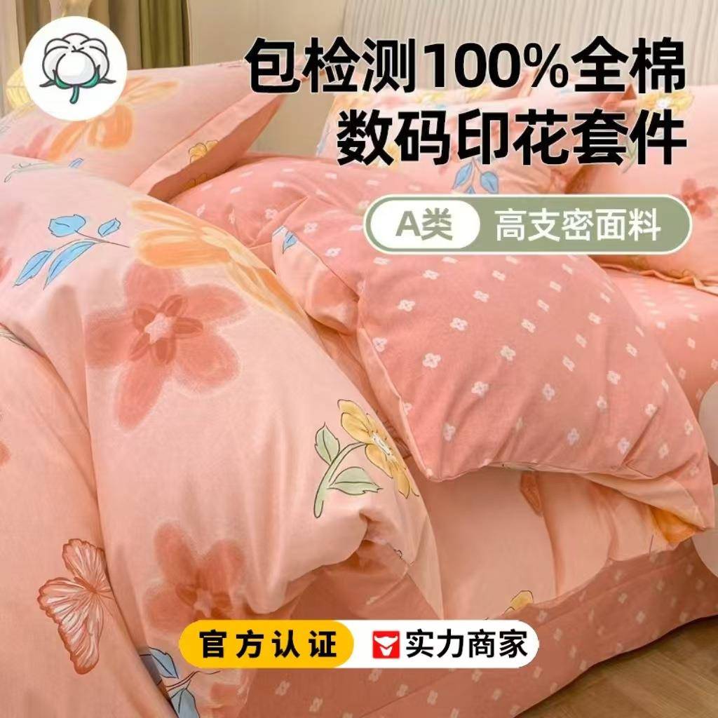 2025新款加厚全棉磨毛床上用品四件套学生秋冬纯棉床单被套三件套