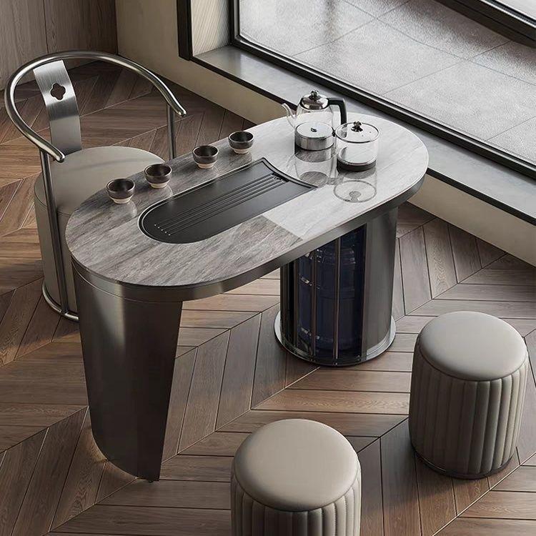 岩板茶桌家用茶台阳台小型茶桌椅组合客厅喝茶轻奢茶几泡茶一体