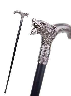 开口狼豪华金属手杖节日派对装饰cosplay道具双节绅士手杖登山杖