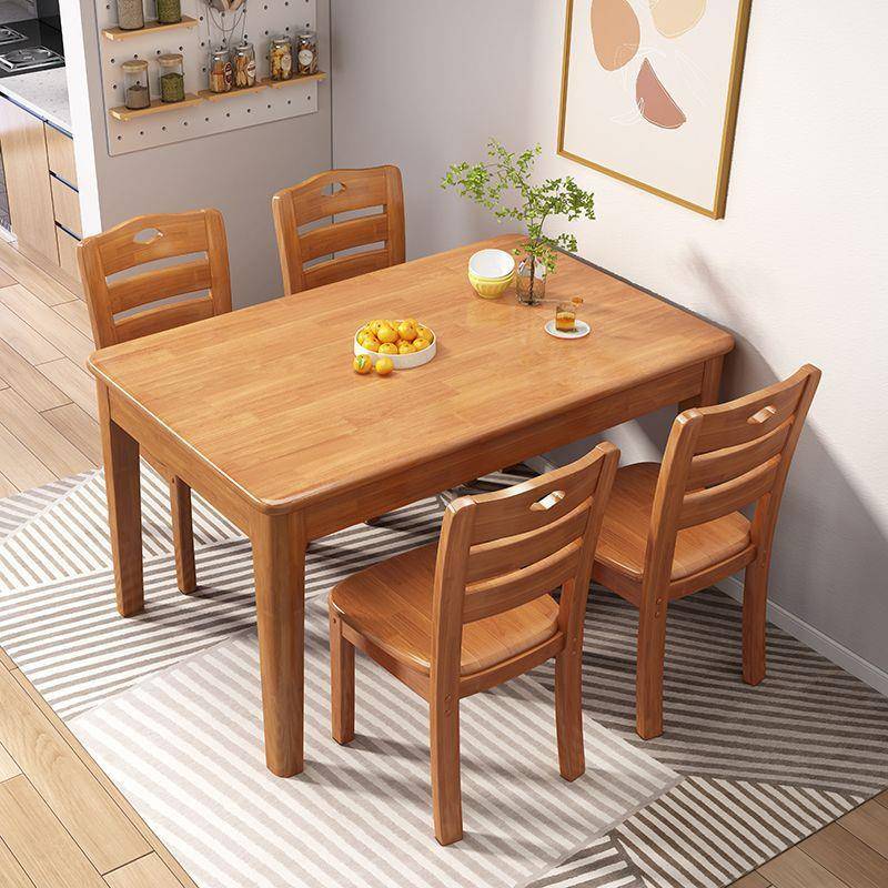 全实木西餐桌椅组合长方形家用小户型吃饭桌子6人现代简约1.3米