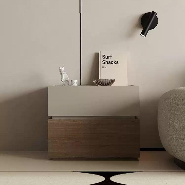 翰菲亚实木颗粒板简约现代轻奢床头柜整装免漆收纳储物柜