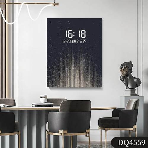 极简光影抽象电表箱装饰画带LED 时钟表挂钟客餐厅配电箱盒遮挡画