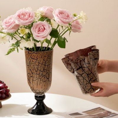 轻奢花瓶玻璃高级感家居摆件豹纹花器高端艺术品软装水养鲜花玫瑰,家居饰品,花瓶,淘宝优惠券,粉丝福利购,淘宝优惠卷