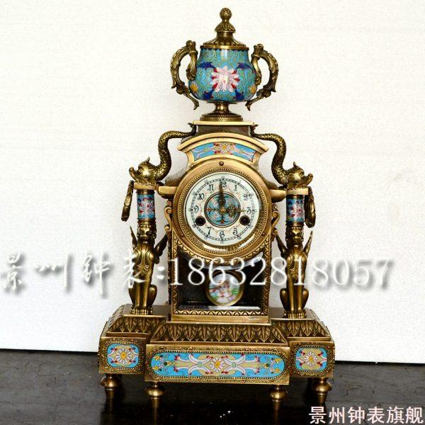 钟表 机械纯铜 铜铸座钟 古典 十五天台钟 黄铜机芯 仿古董 样板