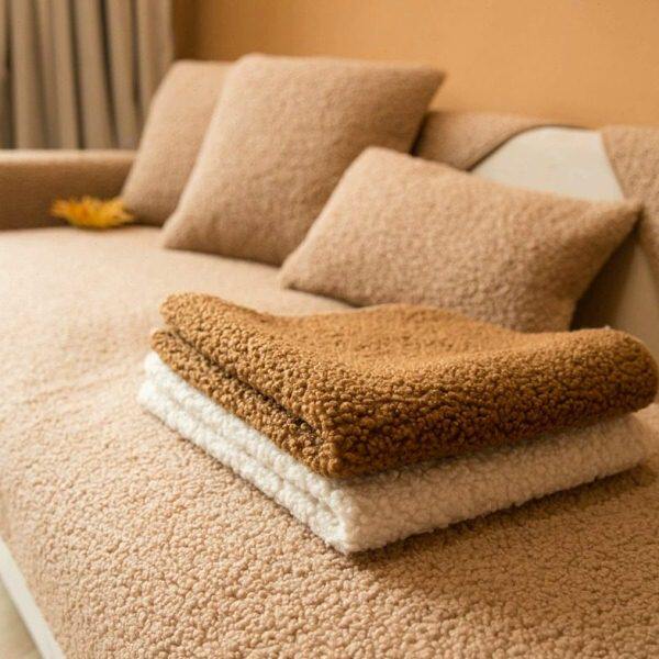 年罩沙发垫欧式毛绒珊瑚绒防滑感高级轻奢盖新款坐垫套2023冬季巾