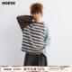 Noese春日来信 T恤女 26SS加厚高丽绒条纹插肩袖 T恤慵懒感休闲长袖