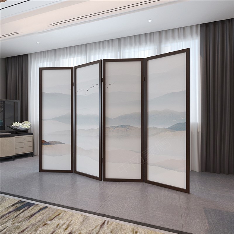 屏风隔断客厅卧室l办公室中式简约现代折叠移动实木酒店折屏山水