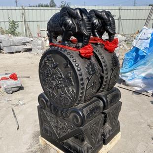 青石石雕门墩一对抱鼓石墩仿古大象麒麟貔貅家用门口石鼓摆件包邮