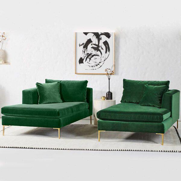 轻奢布艺贵妃椅简约现代懒人转角沙发躺椅绿色小户型主卧阳台床榻