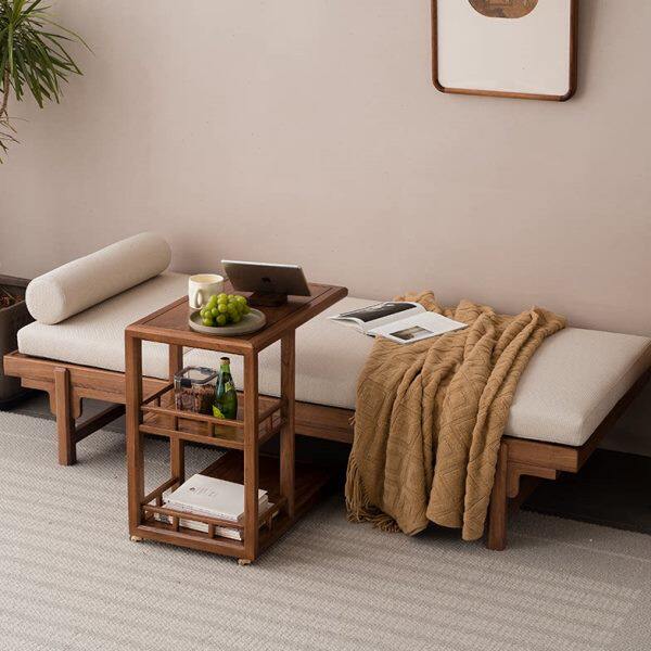 溪木工坊实木贵妃椅新中式休闲沙发床老榆木卧室客厅躺椅贵妃榻