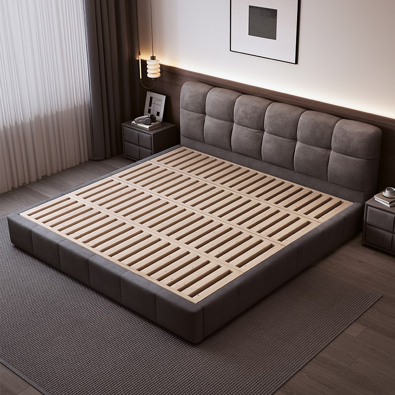 意式极简泡芙布艺床卧室高端大气2025新款主卧N2米x2米2双人收纳