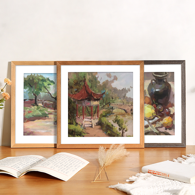 木质正方形c油画相框挂墙画框水彩素描外框装裱33厘米38cm框架定