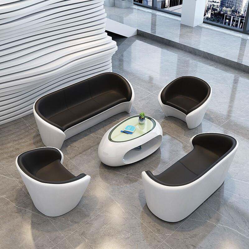 创意单人沙发椅时尚简约圆形玻璃钢休闲皮质接待沙发会议办公沙发