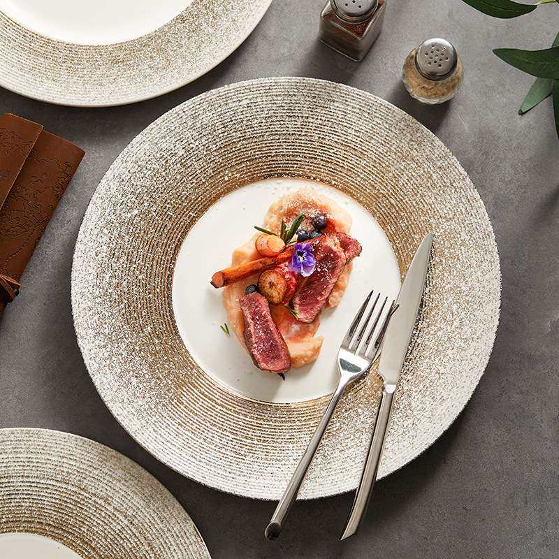拉丝纹理餐盘商用牛排盘创意陶瓷甜品寿司盘luxury dinner plate,电子元器件市场,其它元器件,淘宝优惠券,粉丝福利购,淘宝优惠卷