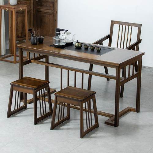 新中式阳台茶桌椅组合非实木泡茶桌小户型茶桌烧水壶一体喝茶桌子