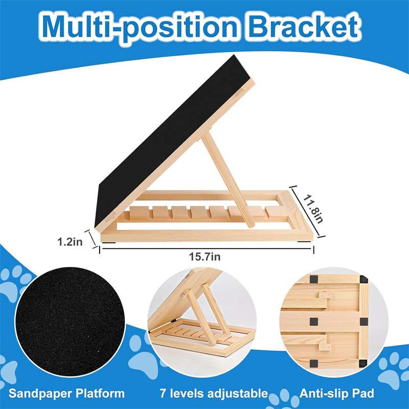 木质狗指甲刮擦垫可替换砂纸和防滑垫宠物磨爪板