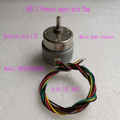 OK42BY48HS30A6 0.4A 12V 30 减速比1比30 42永磁减速电机