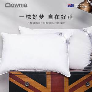 DOWNIA五星级酒店羽绒枕 全棉90白鹅绒护颈枕芯枕头单人