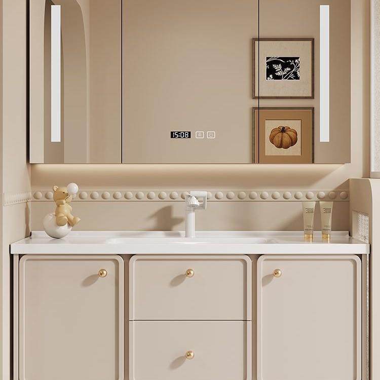 奶油风法式浴室柜组合陶瓷一体盆洗手脸盆柜卫生间洗漱台现代简约
