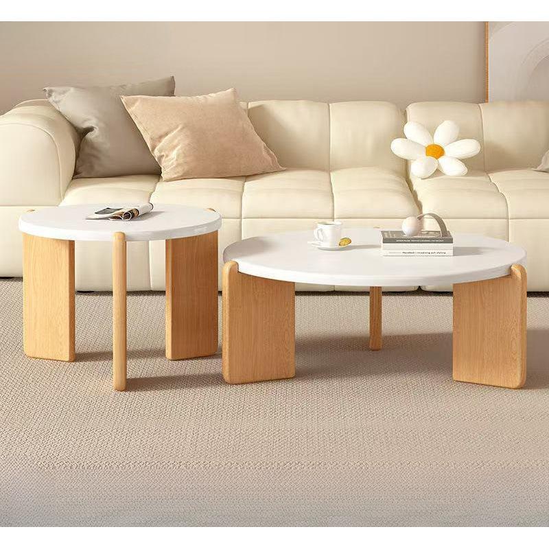 家用奶油寂风小户型圆形茶几客厅简约边角现代桌子民宿桌轻奢爆款