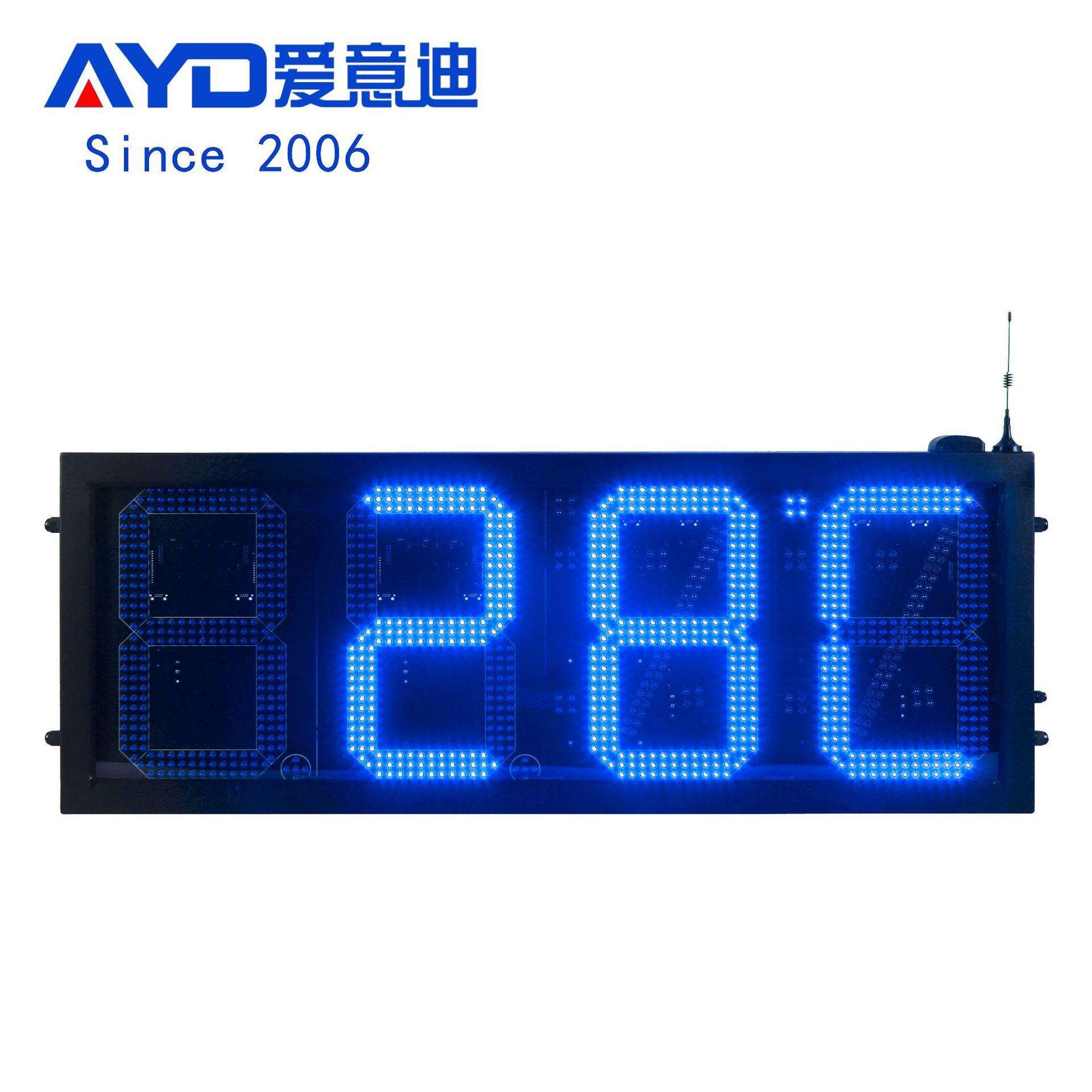 厂家12寸蓝色LED数字时间加拿大温度显示屏户外防水时钟显示器