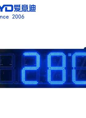 厂家12寸蓝色LED数字时间加拿大温度显示屏户外防水时钟显示器