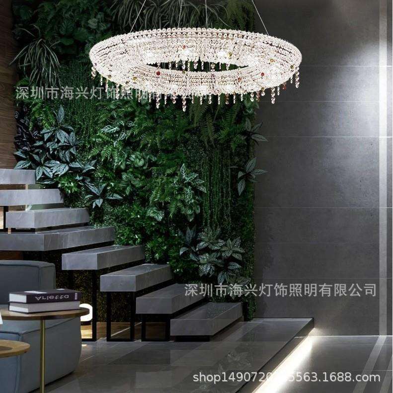 复式楼艺术水晶吊灯设计师现代轻奢客厅灯创意别墅餐厅卧室酒店灯