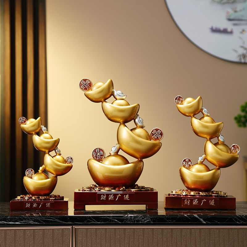 轻奢玄关酒柜桌面金元宝摆件高档客厅办公室招财进宝装饰乔迁礼物
