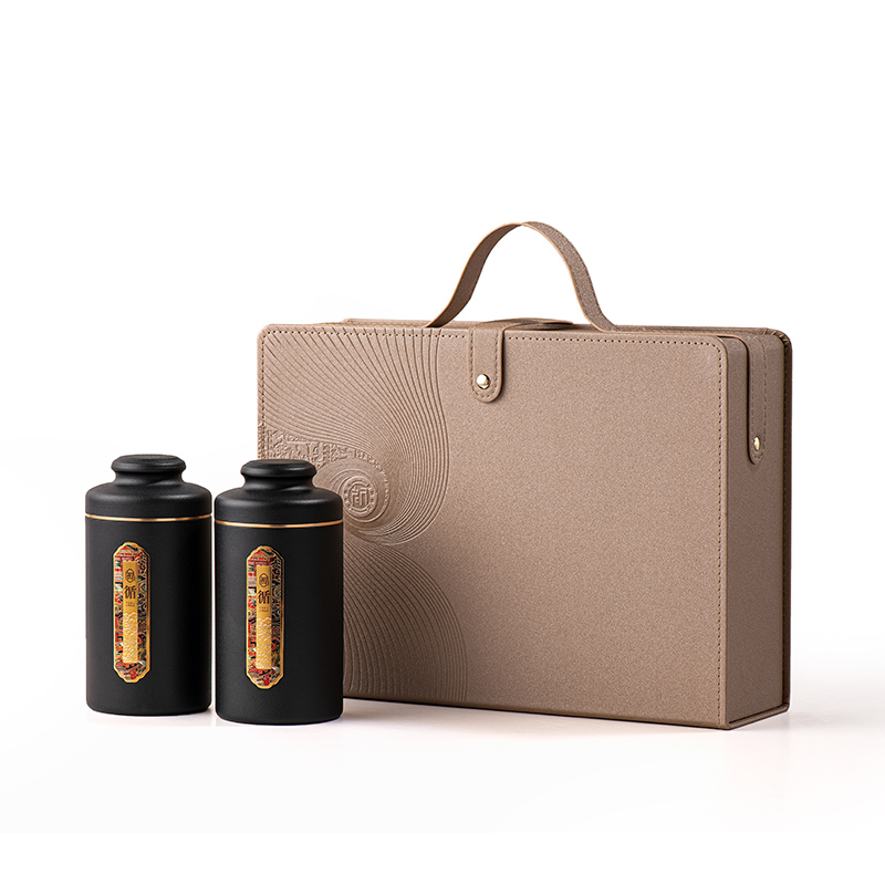 现货茶叶包装盒空礼盒初循手提皮盒D金属罐密封储物罐红酒包装礼