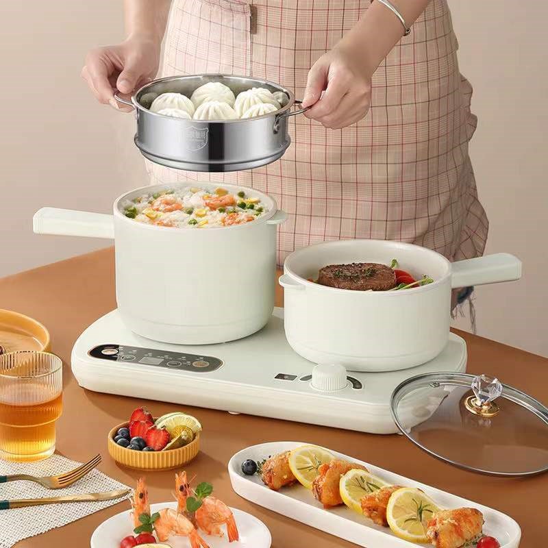 电煮锅多功能家用分体式学生宿舍小电锅蒸煮煎炒小型X电热锅早餐